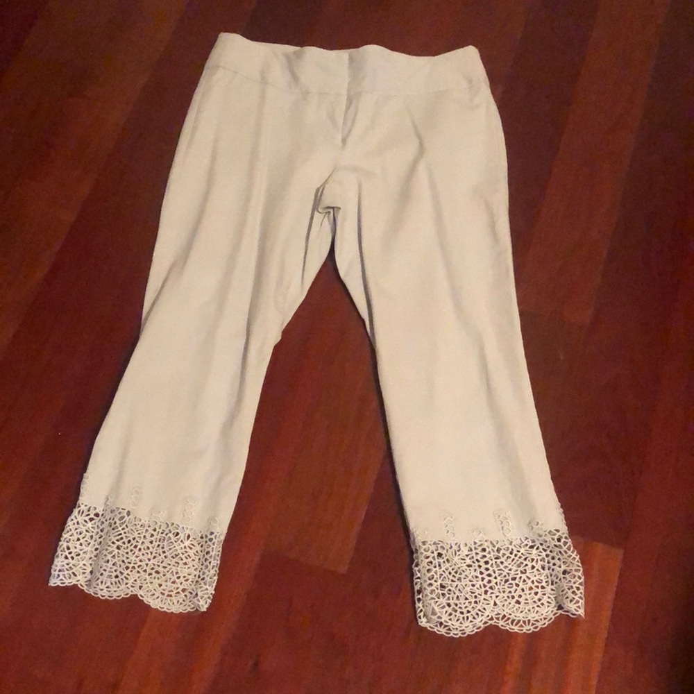 Alfani Cream Lace Hem Pants